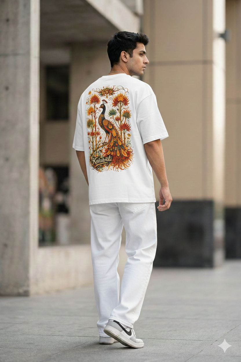Royal Soul Peacock Oversized T-Shirt – Premium 240 GSM Indian Streetwear